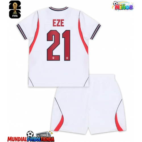 Camiseta Inglaterra Eberechi Eze #21 Primera Equipación Replica Mundial 2026 para niños mangas cortas (+ Pantalones cortos)
